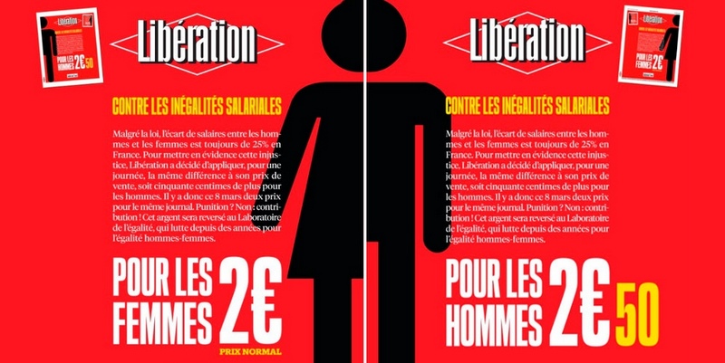 Libération subió el precio de tapa a los hombres para denunciar la disparidad salarial