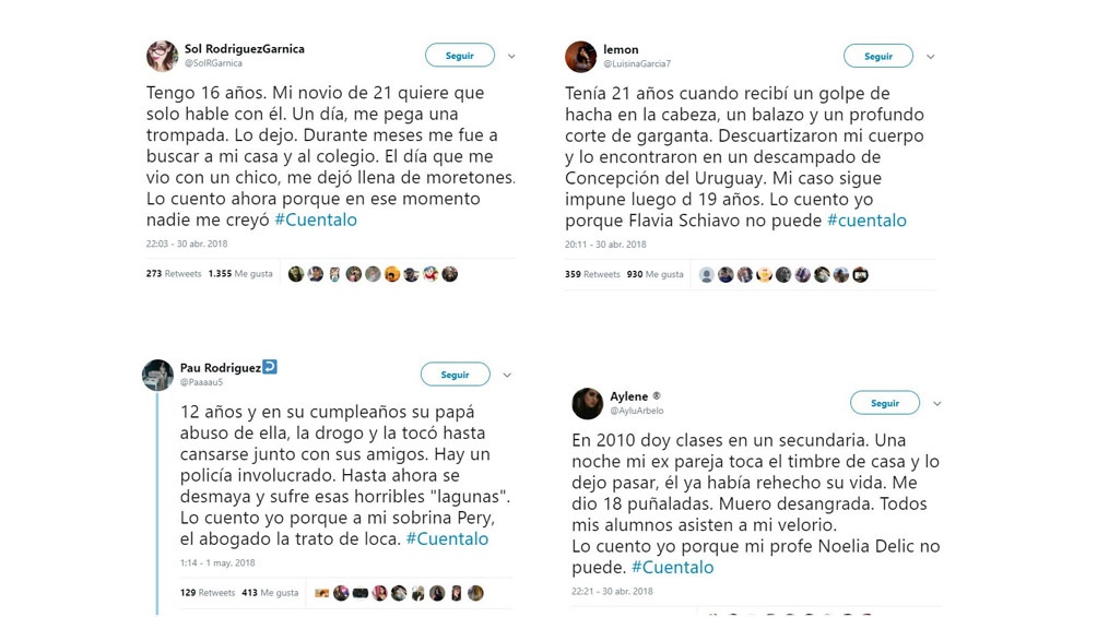 Argentina lidera la campaña #Cuéntalo para denunciar abusos sexuales