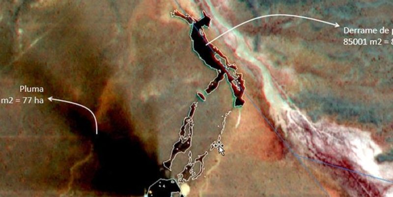 Divulgan imágenes satelitales de un enorme derrame de petróleo en Vaca Muerta