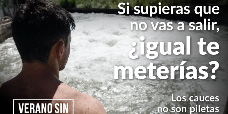 Multas y arrestos para quien se bañe en cauces de riego