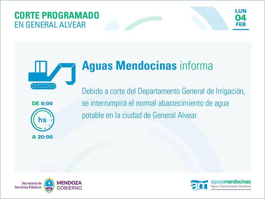 Un corte de agua potable afectará el departamento