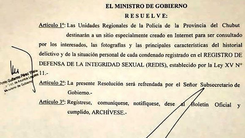 Chubut: anunciaron la creación de un registro online donde publicarán fotos y datos de condenados por delitos sexuales