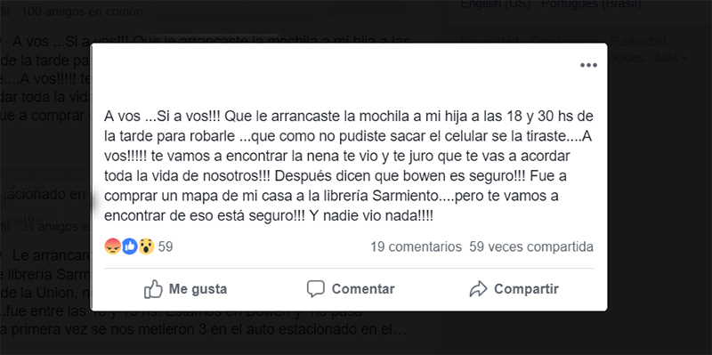 Indignante: Le arrebataron la mochila a una nena de 13 años