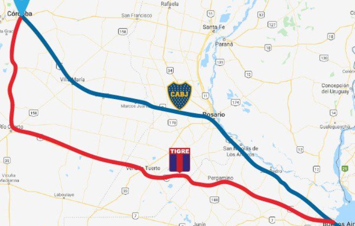 Superliga difundió las rutas de Boca y Tigre para la final de la Copa