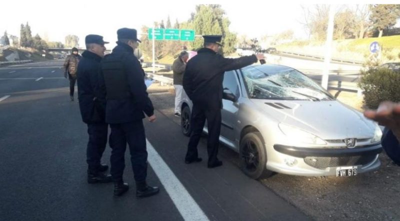 Se tiró de un puente del Acceso Sur y cayó sobre un auto en movimiento