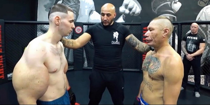 El colmo del MMA: un luchador se deformó los bíceps con aceite y no duró ni un round