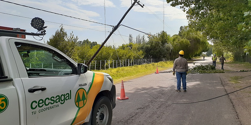 El viento provocó daños en el tendido eléctrico