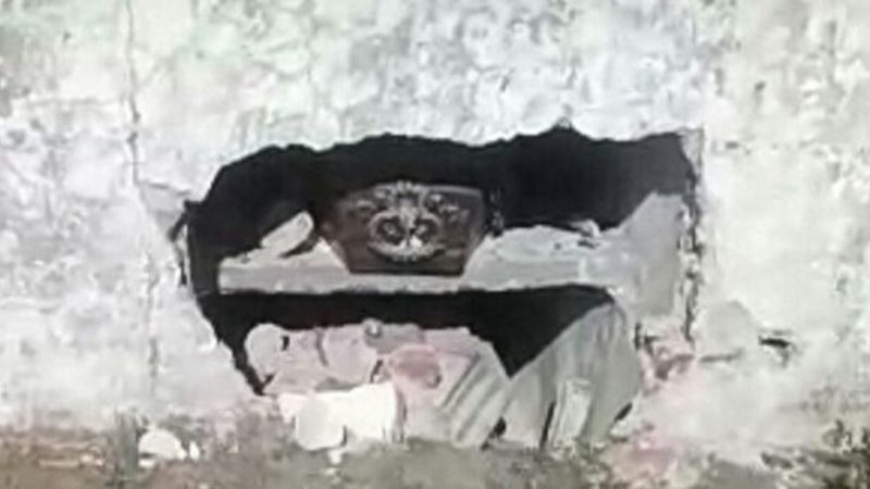 Chocó contra el muro del cementerio, se escapó y quedó un cajón a la vista