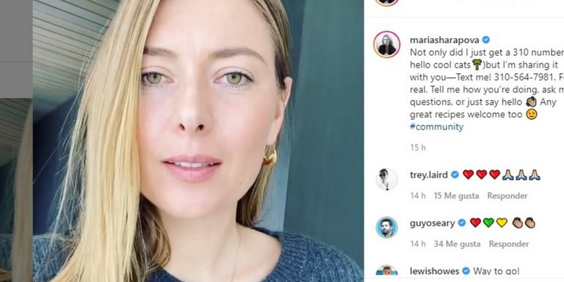 Coronavirus. Sharapova hizo público su número de celular y pide que le escriban