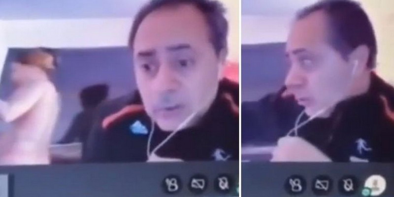 Dictaba una clase virtual y su esposa apareció desnuda