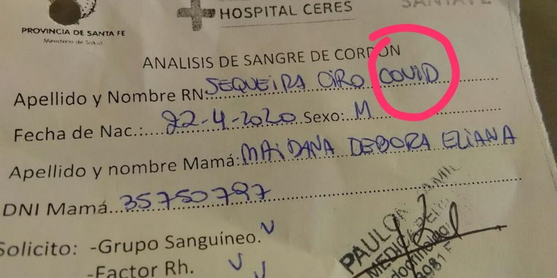 A un bebé santafesino le pusieron Covid de segundo nombre