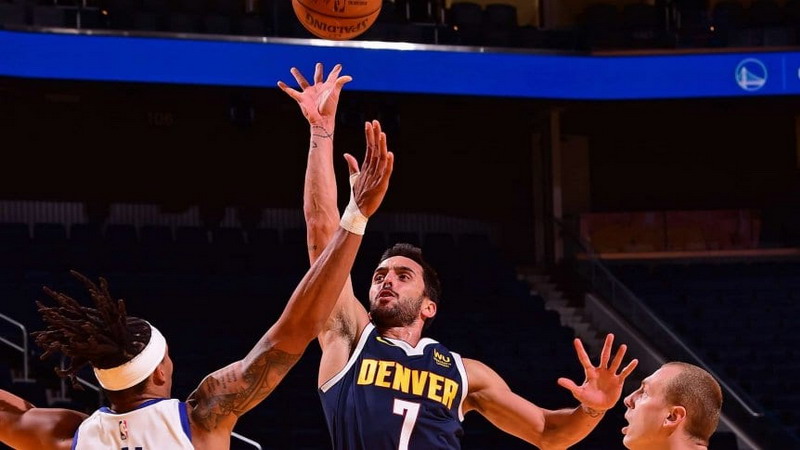 Facundo Campazzo brilló en su debut con Denver y brindó su primer show ante los Warriors