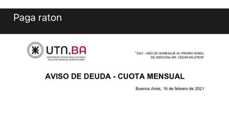 “Pagá ratón”: el insólito mail que envió una universidad a sus alumnos para reclamar cuotas adeudadas