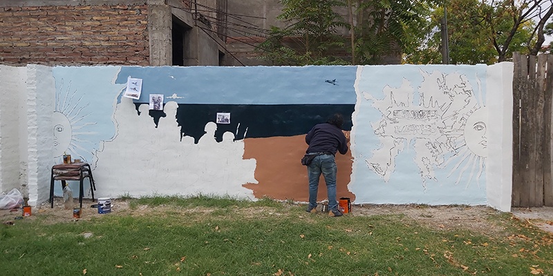 El Mural de Malvinas está en pleno desarrollo
