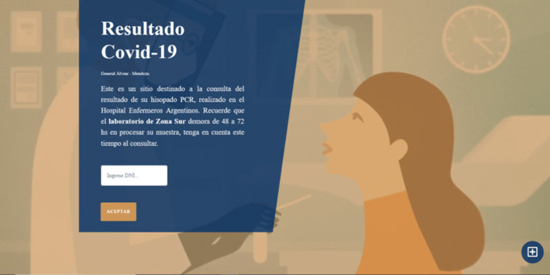 El Hospital Enfermeros Argentinos entrega por internet resultados de análisis de COVID-19