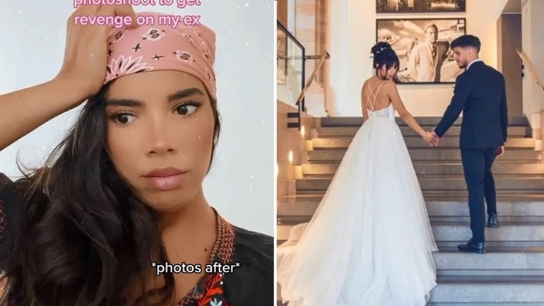 Una chica fingió un casamiento en un salón de lujo para vengarse de su ex novio