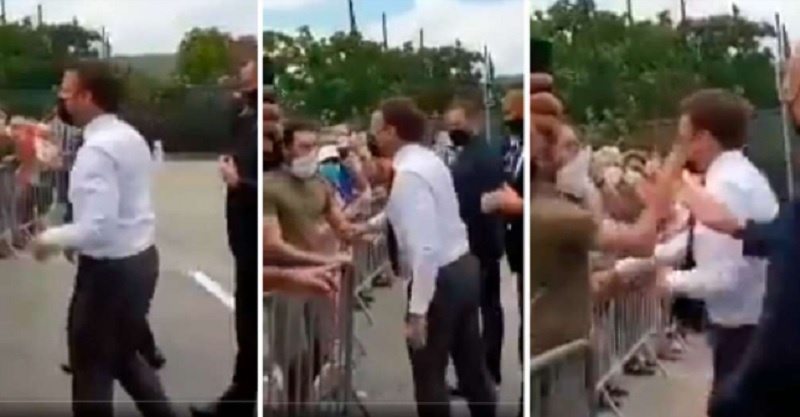 Un hombre le pegó una cachetada al presidente francés Emmanuel Macron