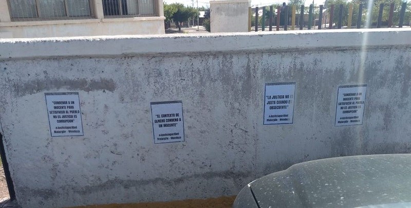 Allegados a Abel Vázquez realizaron pintadas en el palacio judicial de Malargüe