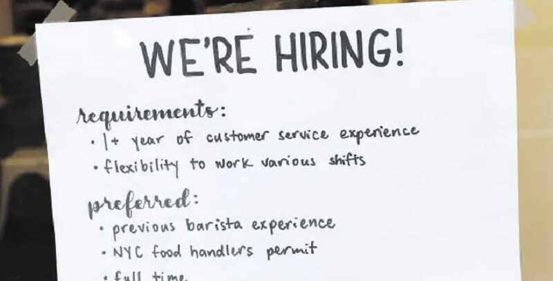 En EEUU sobra el empleo y es difícil hoy conseguir trabajadores