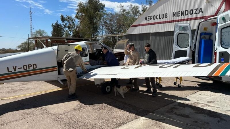 En el avión sanitario, trasladaron a un paciente de urgencia hasta Mendoza