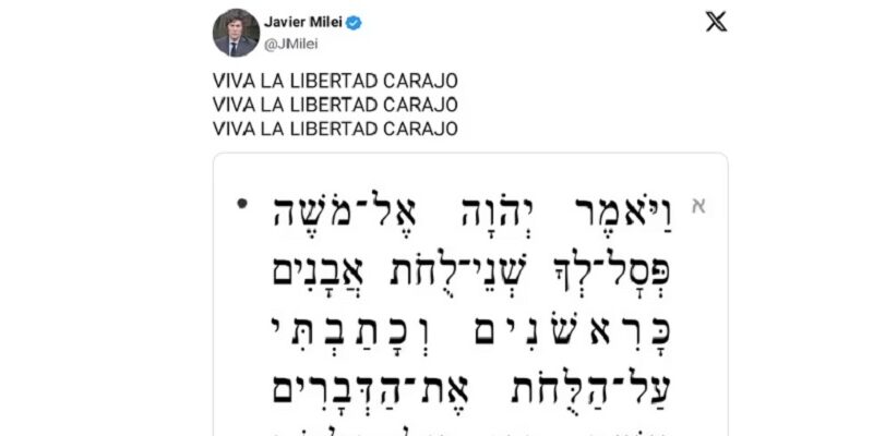 Milei hizo otro posteo bíblico en hebreo; ¿anticipo de un anuncio que hará en el Congreso?