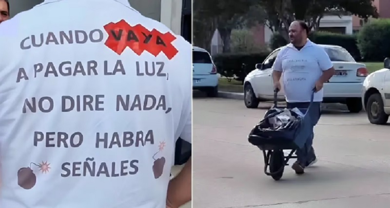 Recibió una boleta de luz de $840.000 y fue a pagar con la plata en una carretilla: “Son todos mis ahorros”