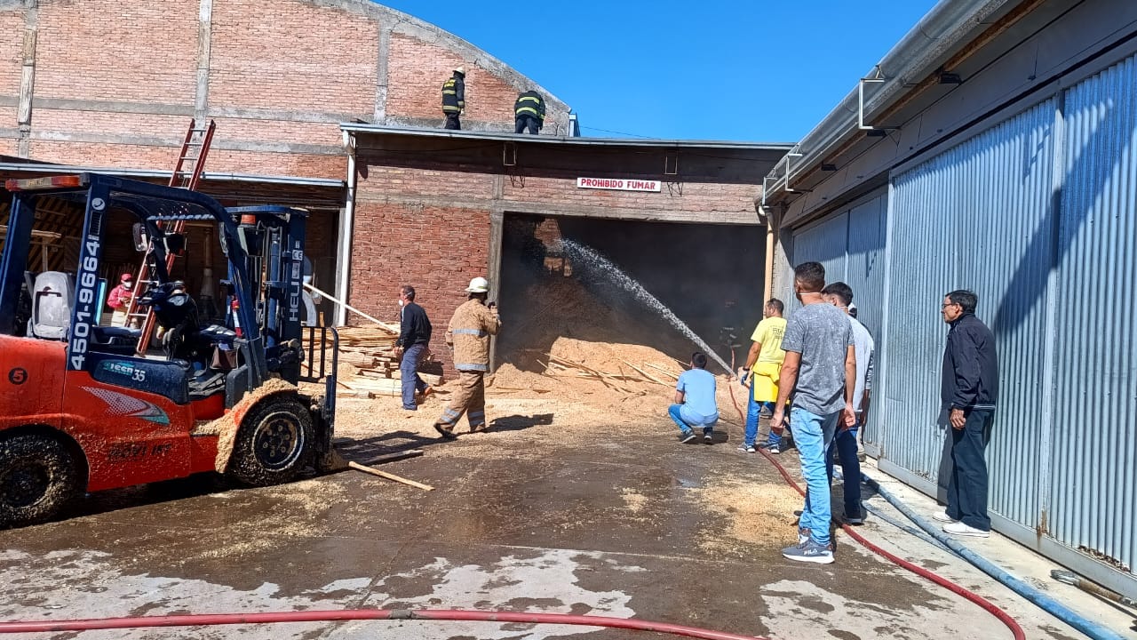 Se incendió un depósito de maderas
