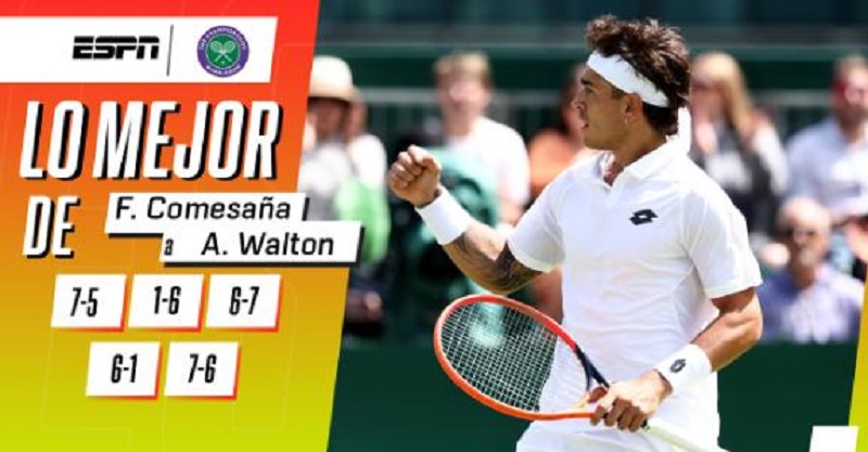 Otro golpe del argentino Francisco Comesaña en Wimbledon