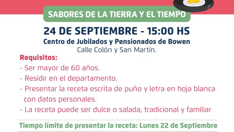Hasta hoy se puede presentar “La Receta de mi Abuela/o” en General Alvear