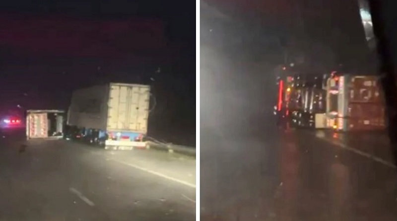 Más de 10 camiones volcaron en plena autopista Rosario-Córdoba a causa del fuerte temporal que azotó a la región