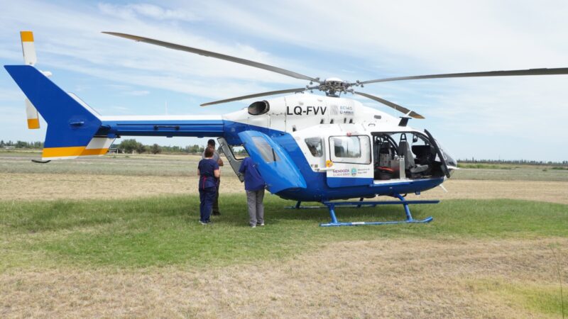 Trasladaron en helicóptero a un paciente con graves quemaduras al hospital Lagomaggiore