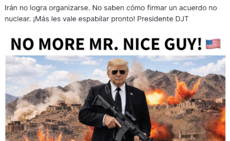 Trump publicó una imagen en la que aparece armado y advirtió a Irán: “¡Más les vale espabilar pronto!”